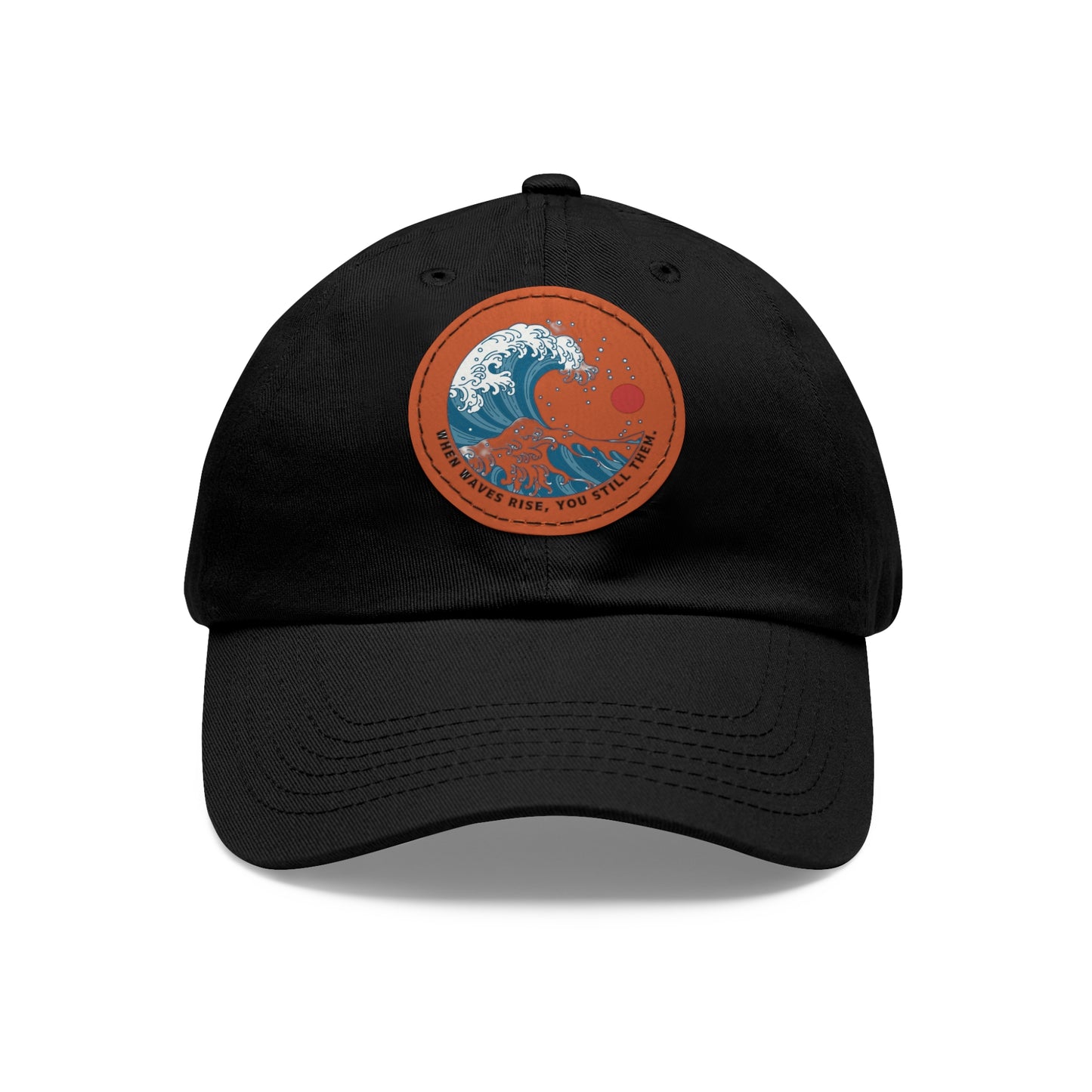 ‘Wind & Waves” - Dad Hat with Leather Patch (Round)