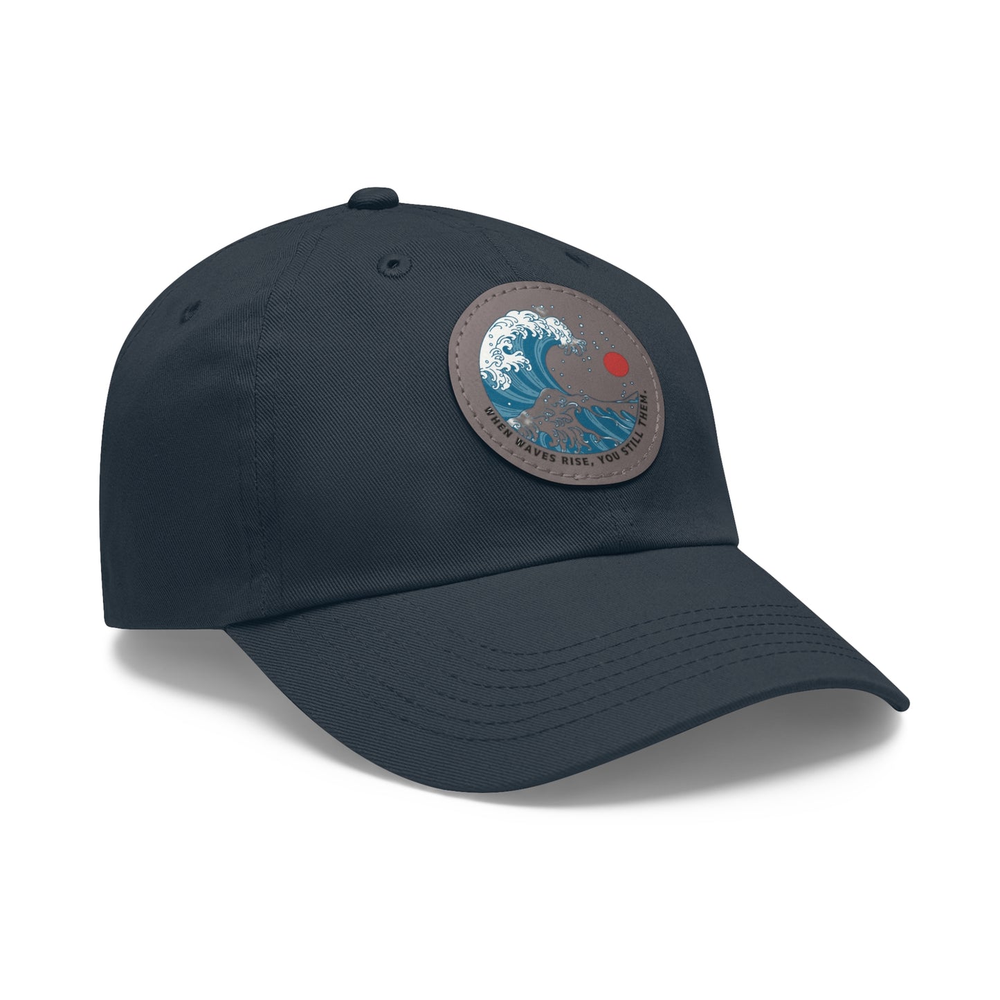 ‘Wind & Waves” - Dad Hat with Leather Patch (Round)
