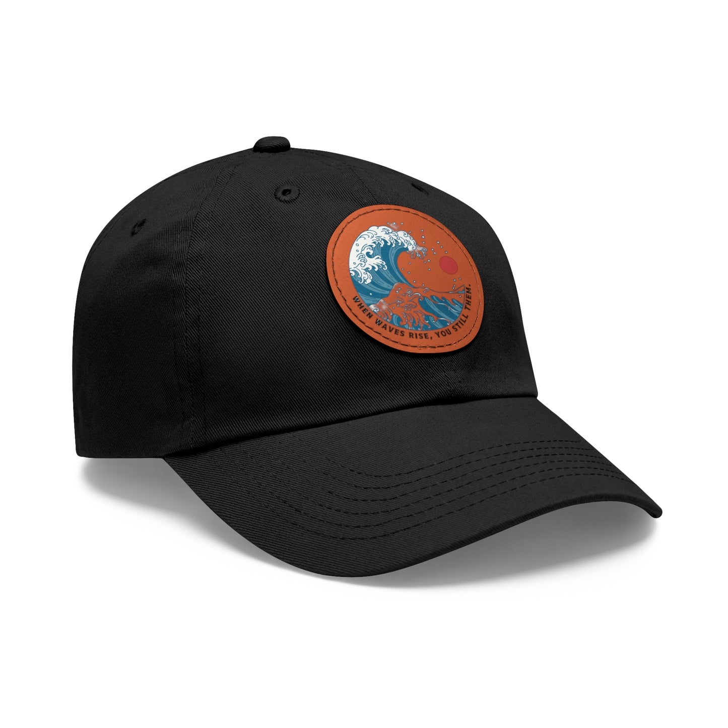 ‘Wind & Waves” - Dad Hat with Leather Patch (Round)