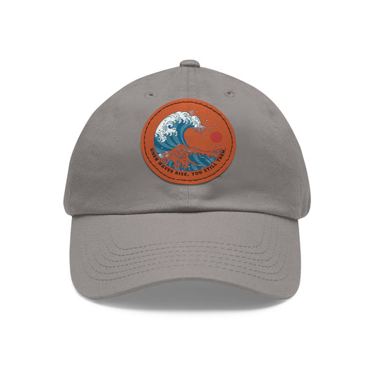 ‘Wind & Waves” - Dad Hat with Leather Patch (Round)