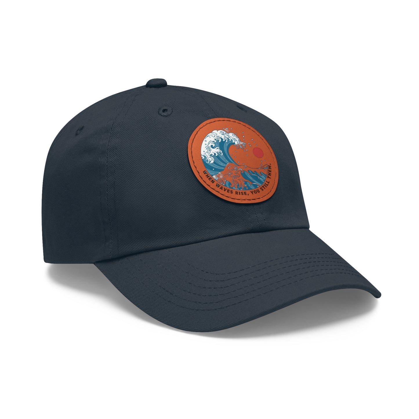 ‘Wind & Waves” - Dad Hat with Leather Patch (Round)